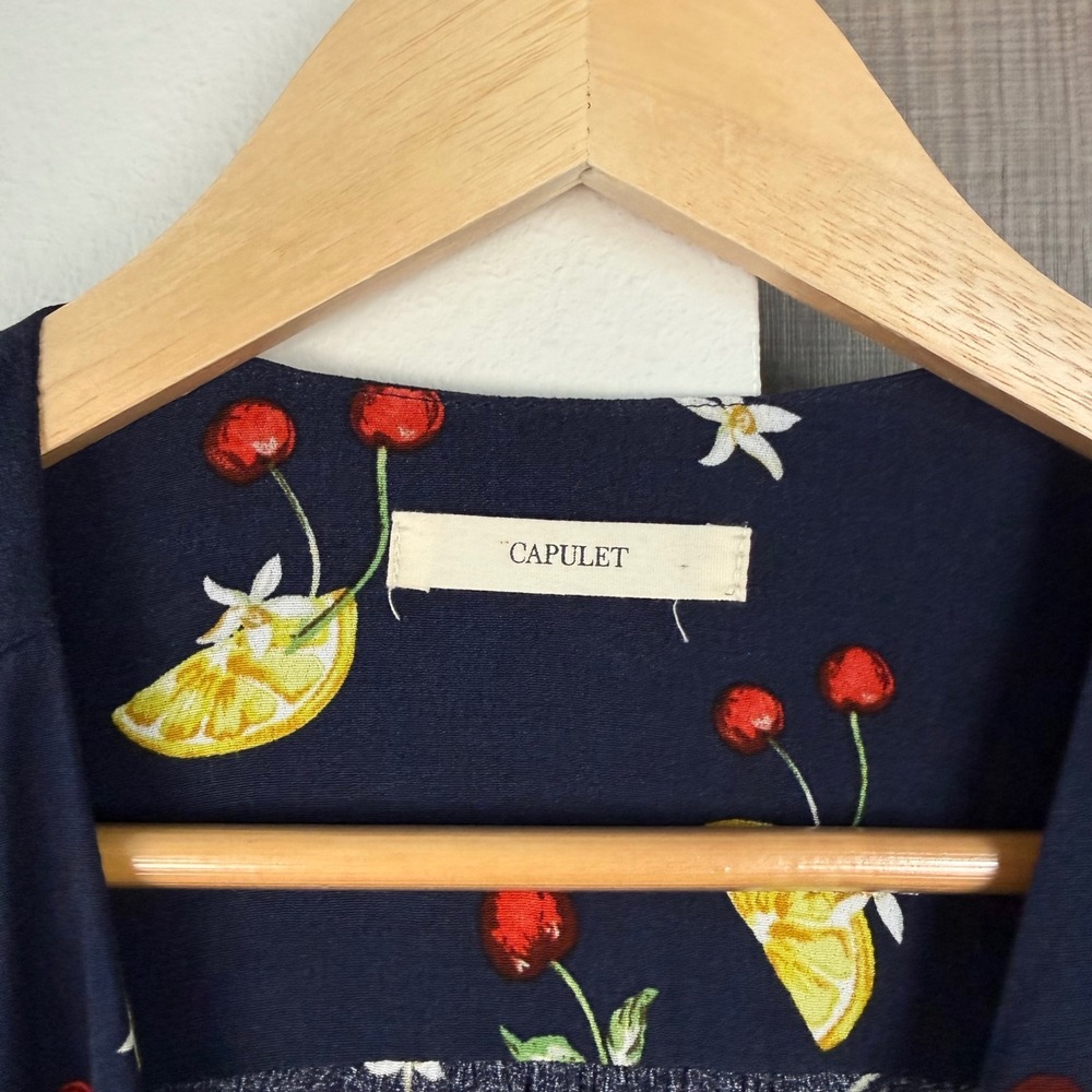 NEW Capulet Anthropologie Bettie Midi Shirtdress Navy Fruit Print Size Medium - Picture 13 of 15